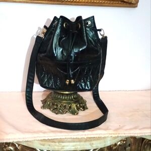 Elegant Eel Skin Black Quilted Women's Bag